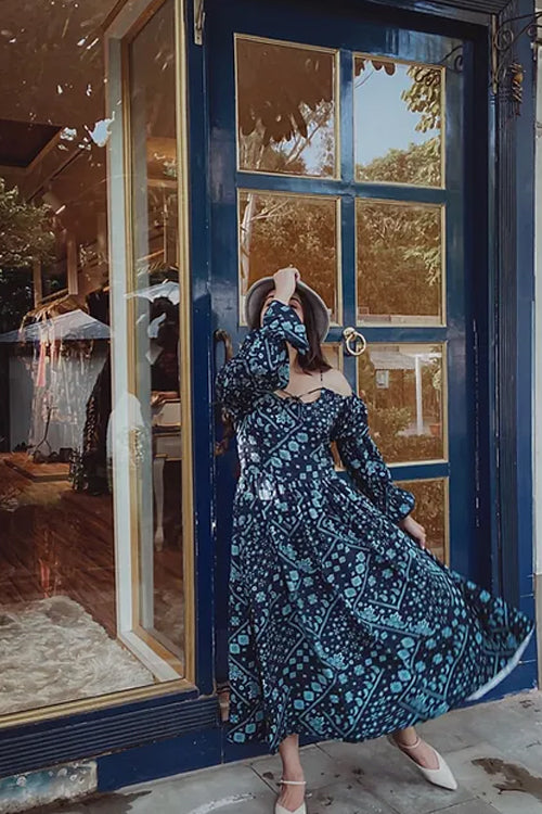 Myra Breezy Blue Maxi Dress